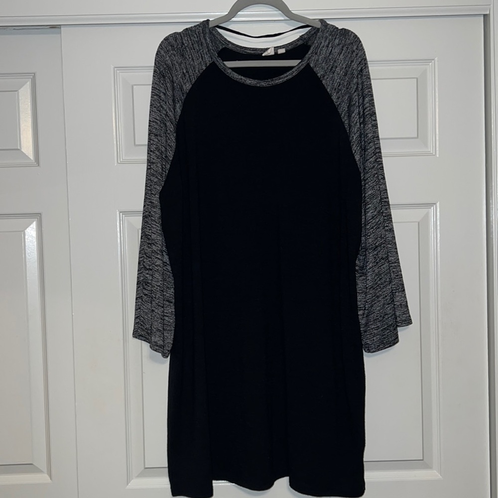 Gap Softspun Raglan T-shirt Dress Heathered Black XXL